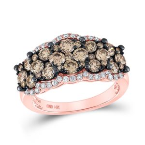 2ct Rose Gold Round Brown Diamond Band