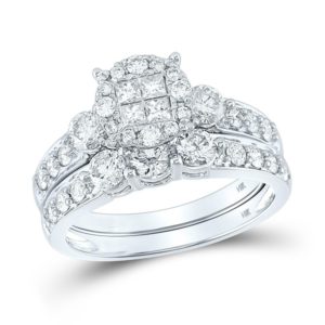1.5ct Princess & Round Cut Diamond Bridal  Set