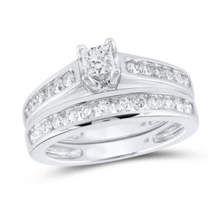 1ct Princess Cut Diamond Engagement Ring Bridal Set