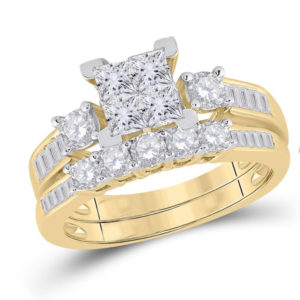 1.5ct Princess & Baguette Cut Diamond Bridal Set