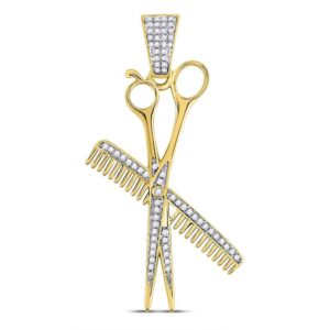 1/3ct Diamond Scissors Comb Clippers Pendant