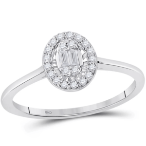 1/6ct White Gold Oval Cluster Ring