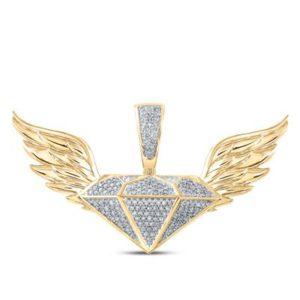 10K YELLOW GOLD 0.33CT ROUND DIAMOND GEM WINGS CHARM