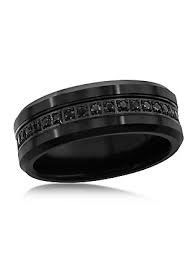 8MM BLACK TUNGSTEN BAND WITH BLACK SAPPHIRES